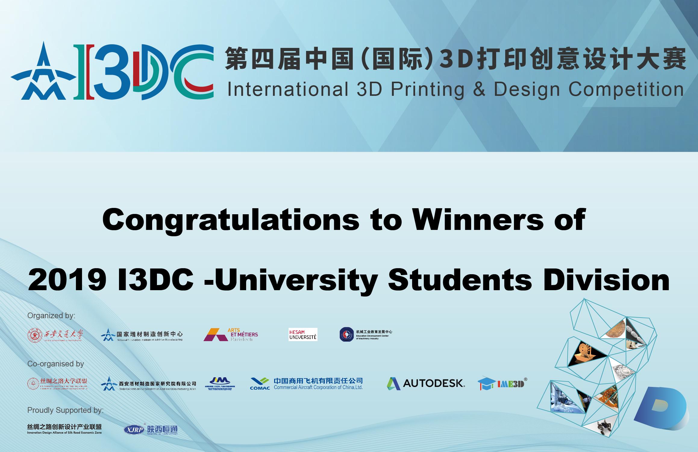 Announcement: Winners of 2019 I3DC –University Students Division